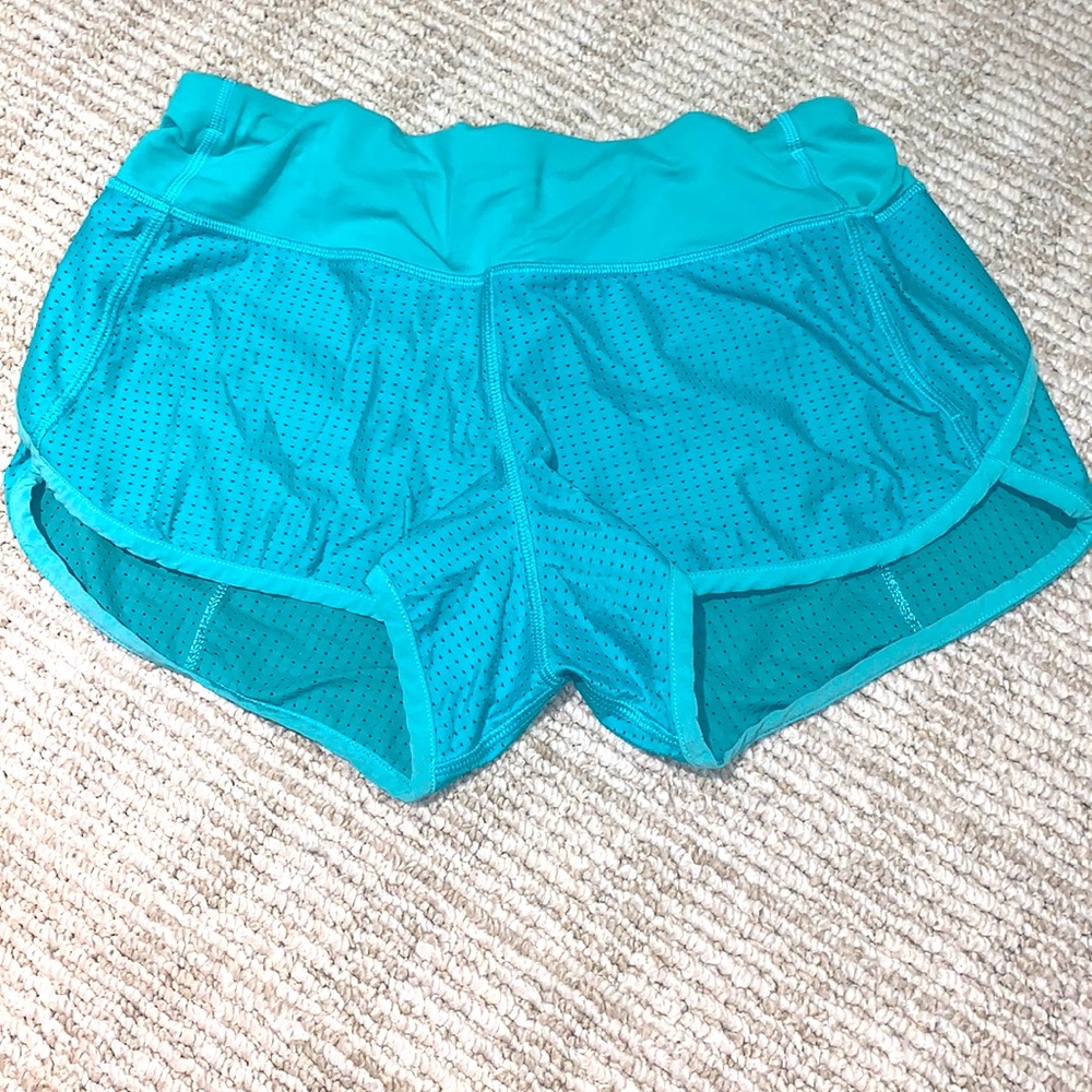 SIZE 4 LULULEMON speed up shorts -turquoise